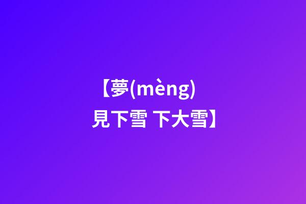 【夢(mèng)見下雪 下大雪】